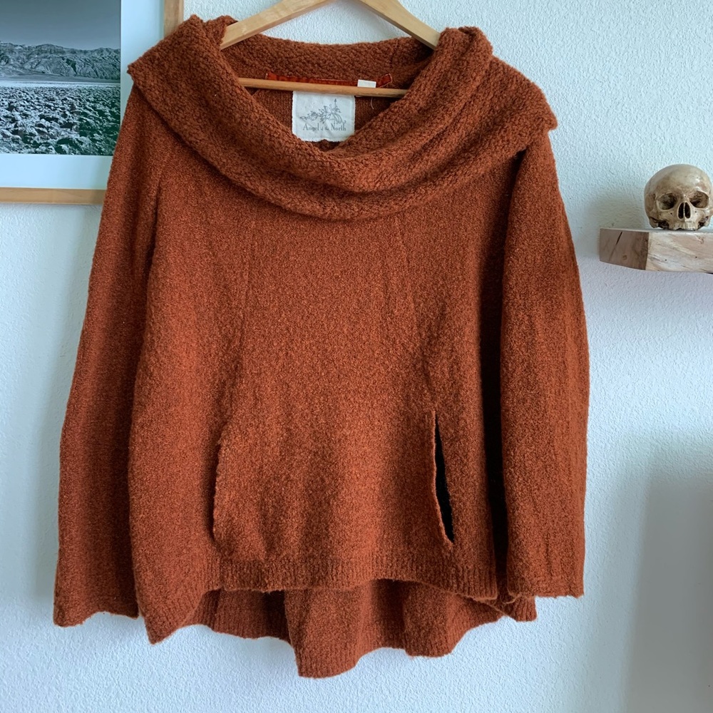 Anthropology rust color cowl neck sweater, medium